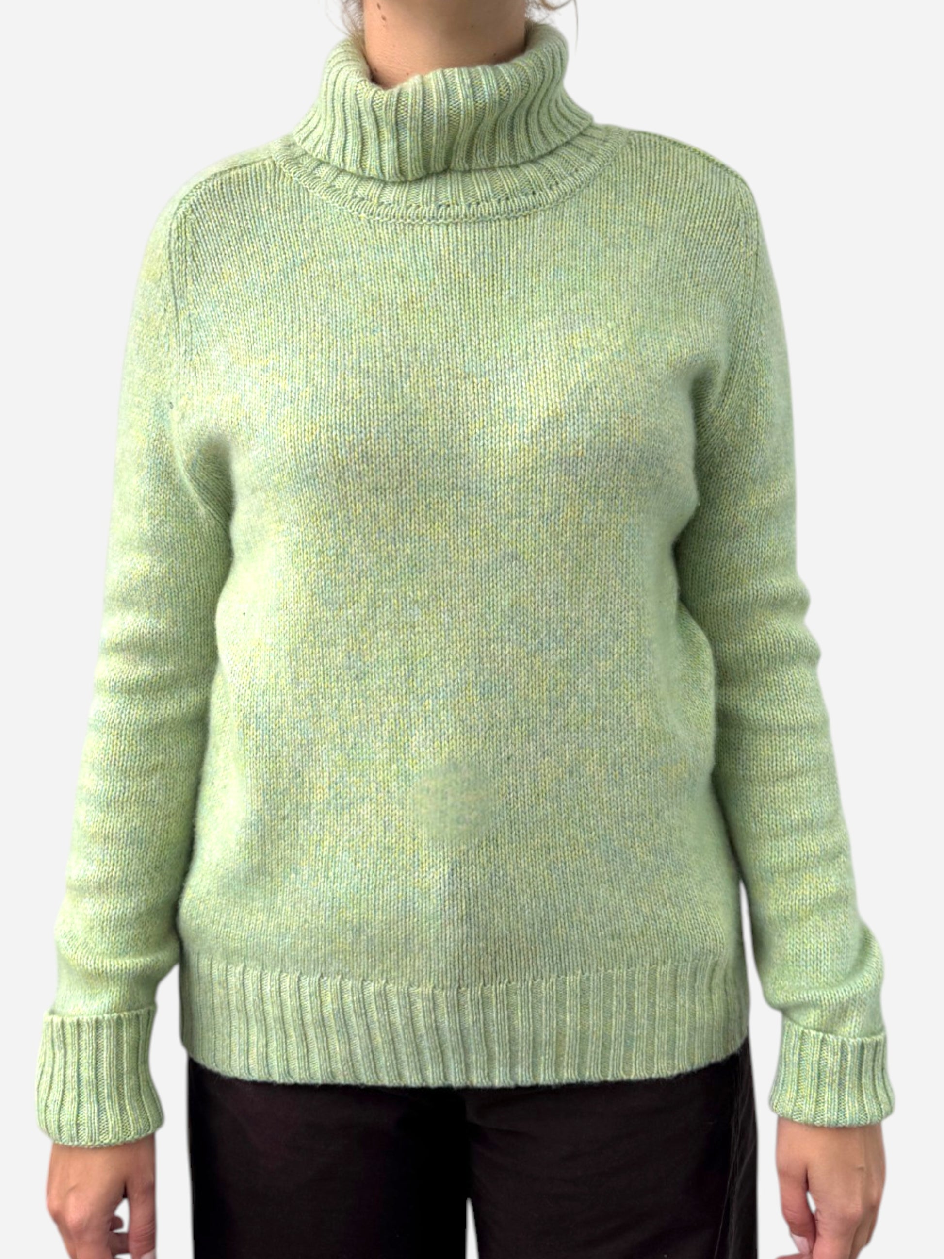 Green Cashmere Roll Neck Chunky knit Jumper