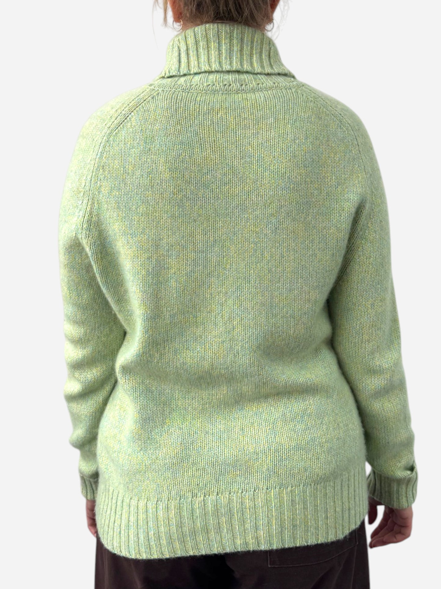 Green Cashmere Roll Neck Chunky knit Jumper
