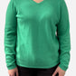 Green Cashmere V Neck Jumper