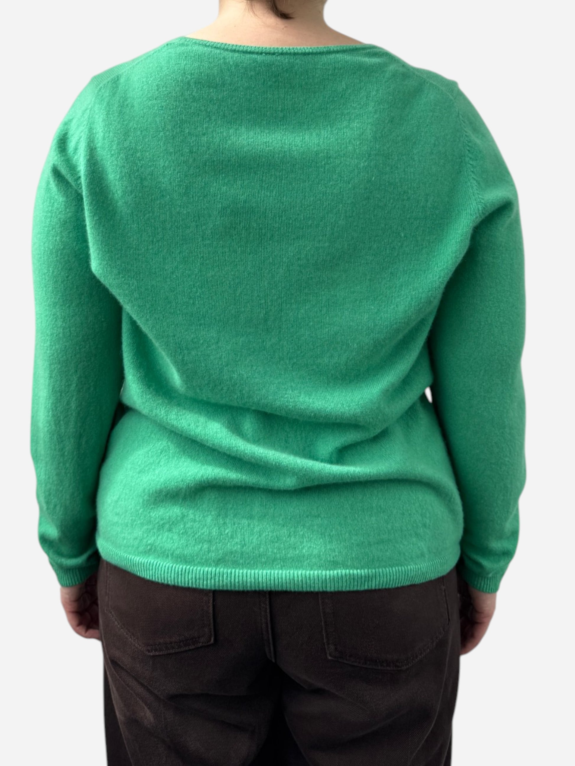 Green Cashmere V Neck Jumper