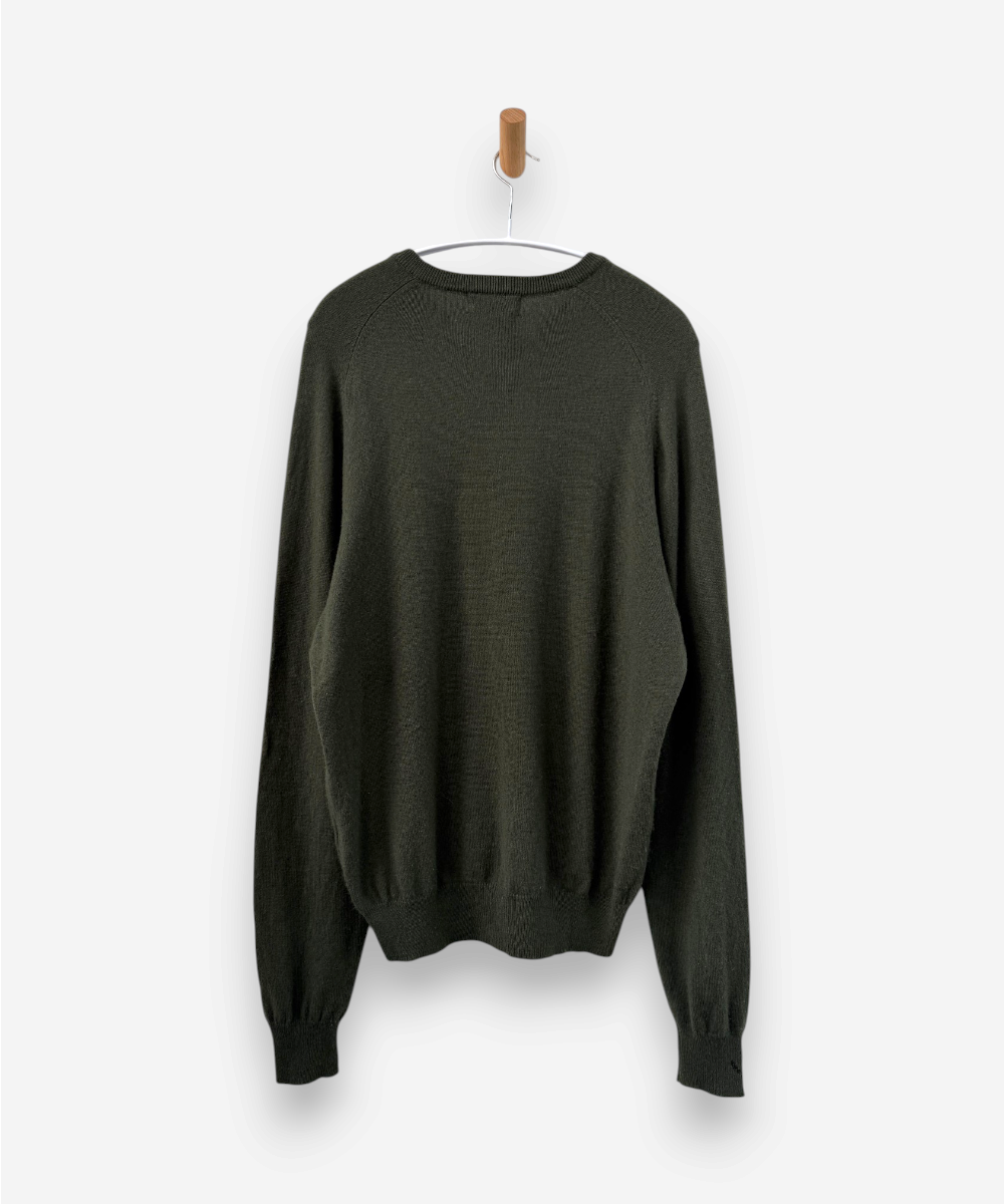 Green Cashmere V Neck Jumper 