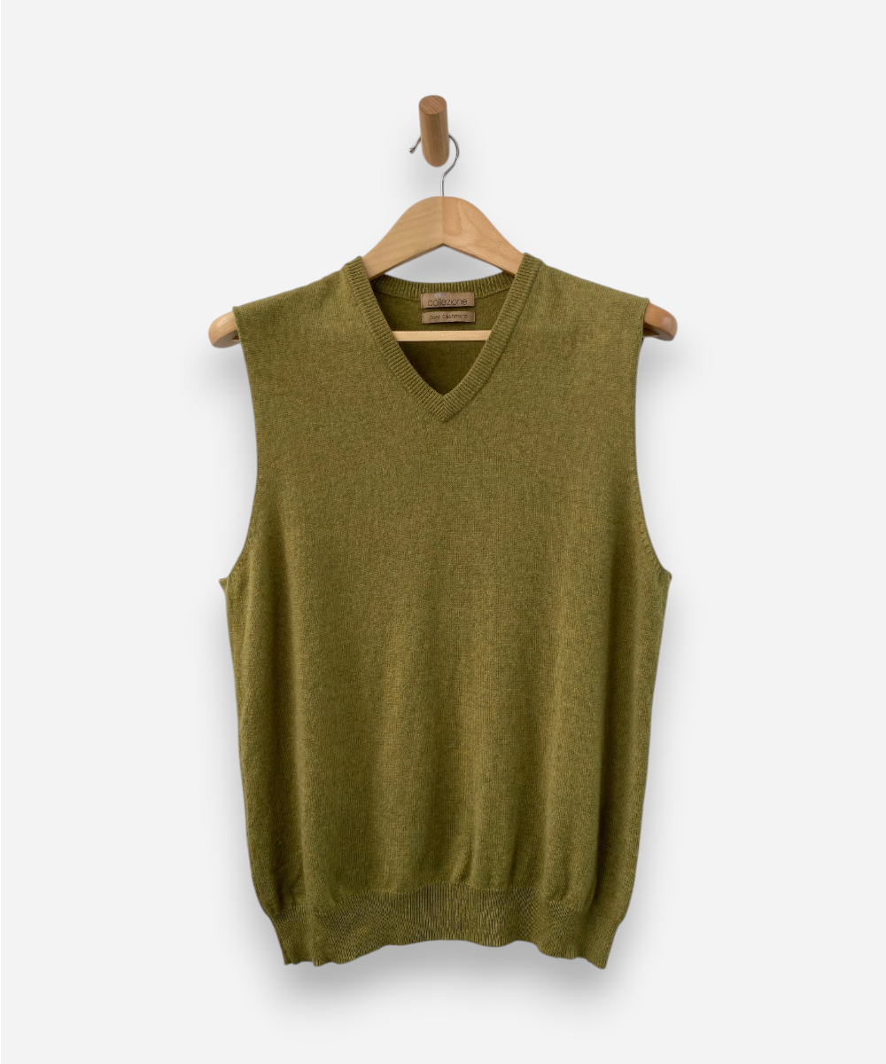 Green Cashmere V Neck Vest by M&S (upcycled)