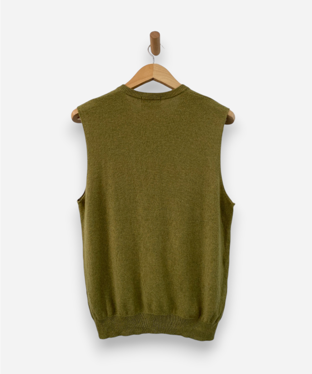 Green Cashmere V Neck Vest by M&S (upcycled)