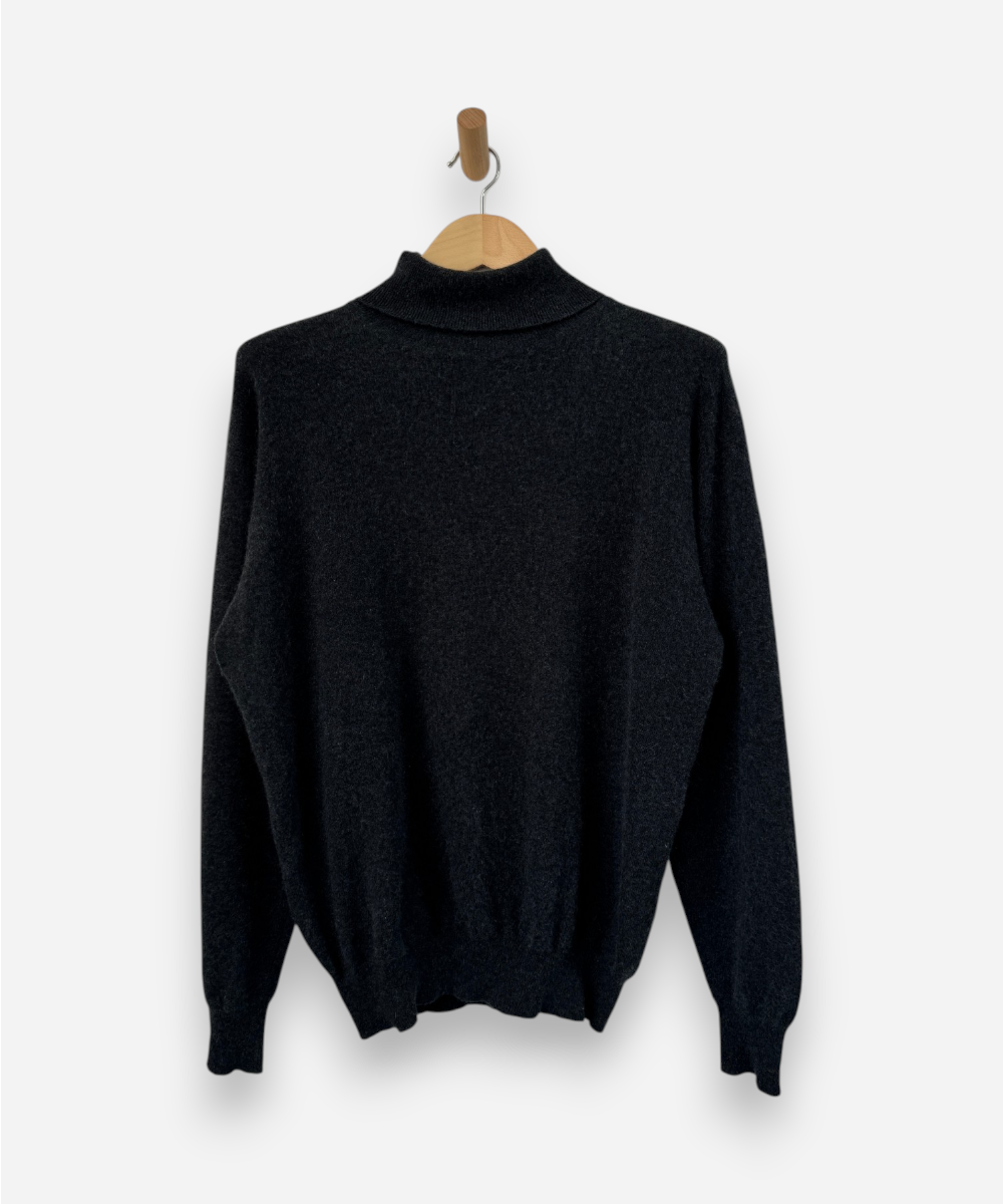 Grey Cashmere Roll Neck Jumper