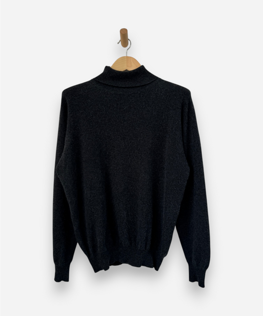 Grey Cashmere Roll Neck Jumper