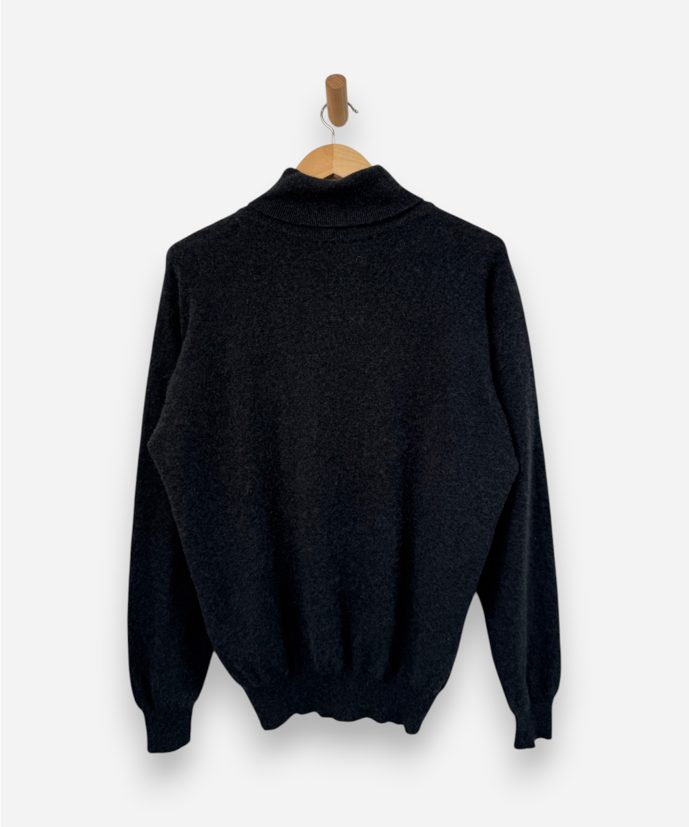 Grey Cashmere Roll Neck Jumper