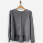 Grey Cashmere Round Neck Chunky Cardigan