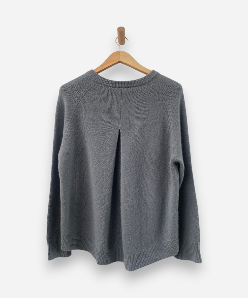 Grey Cashmere Round Neck Chunky Cardigan