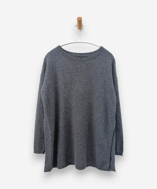 Grey Cashmere Round Neck Jumper