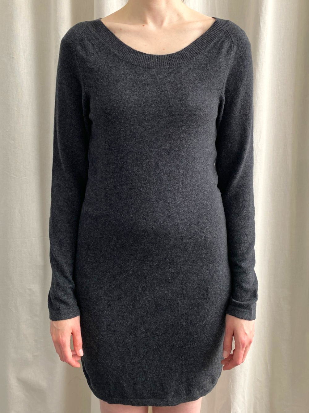Grey Cashmere Round Neck Dress by CF