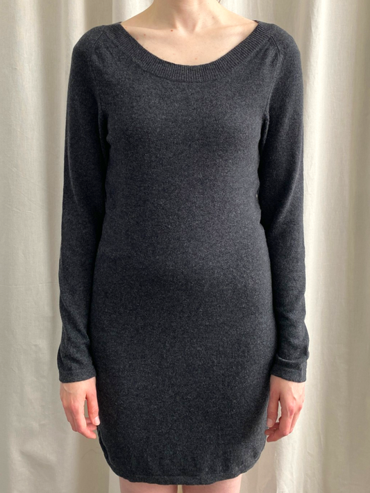 Grey Cashmere Round Neck Dress by CF
