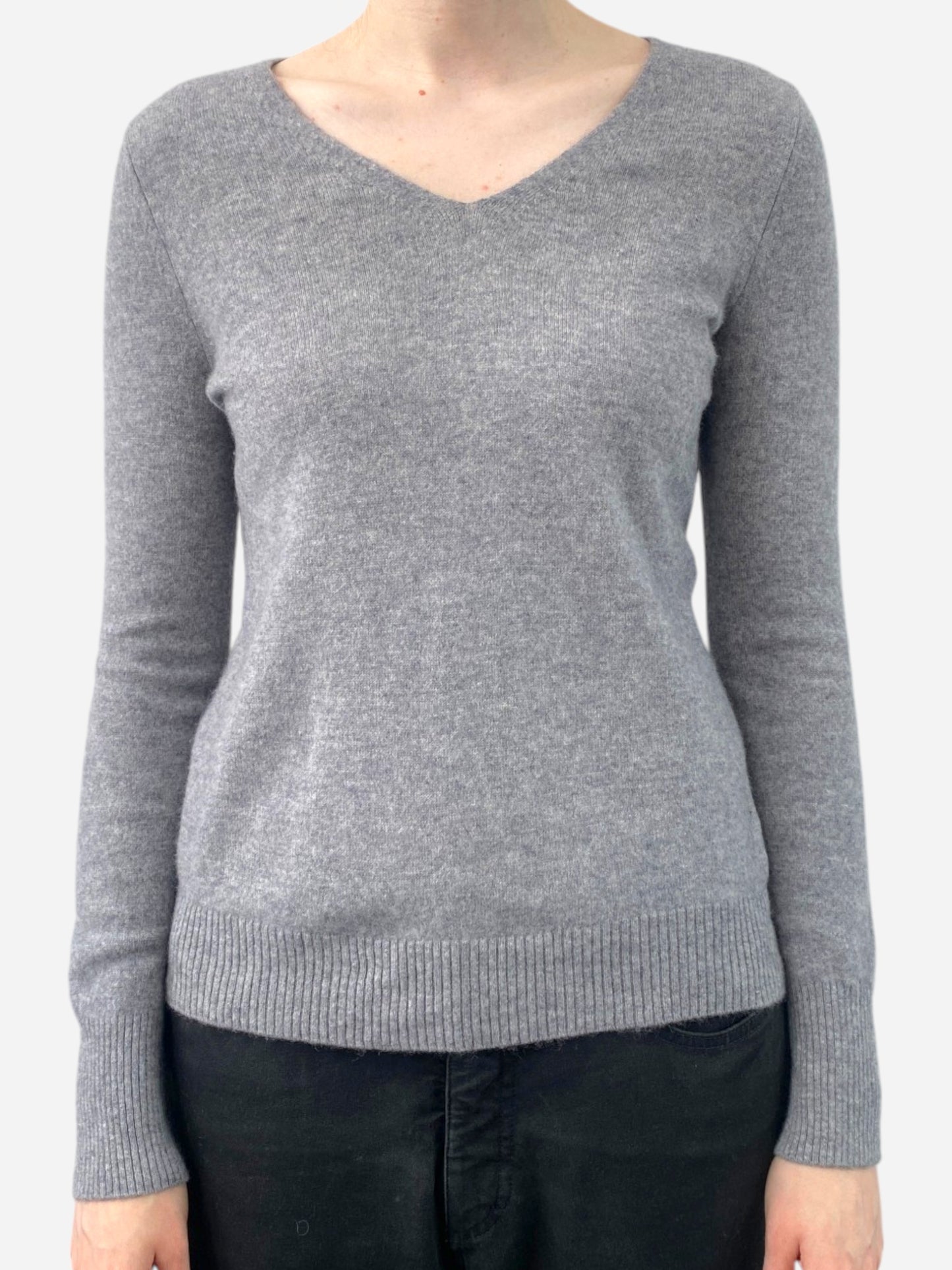 Grey Cashmere V Neck Jumper by C&A