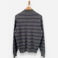 Grey and Purple Striped Cashmere Collared Jumper by Charles Tyrwhitt
