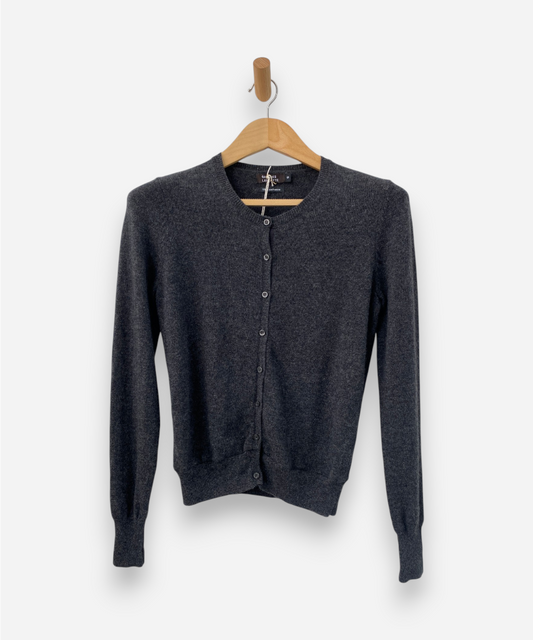 Grey Cashmere Crew Neck Cardigan 