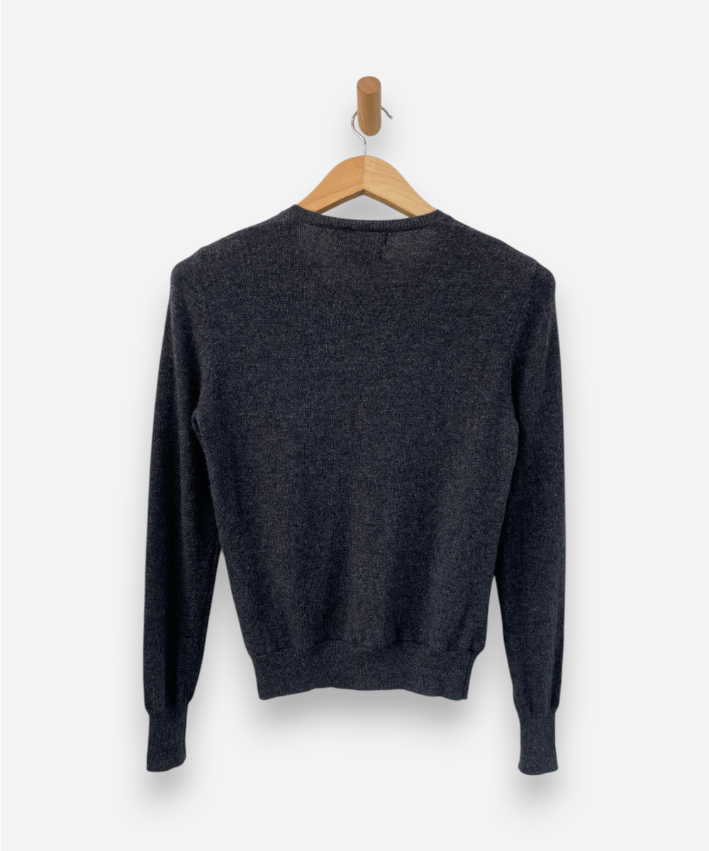 Grey Cashmere Crew Neck Cardigan by Galeries Lafayette