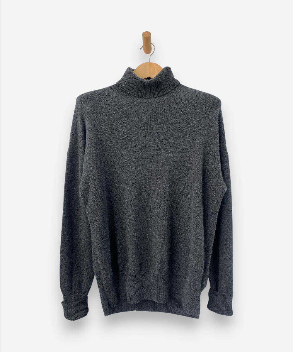 Grey Cashmere Roll Neck Chunky Knit Jumper by COS