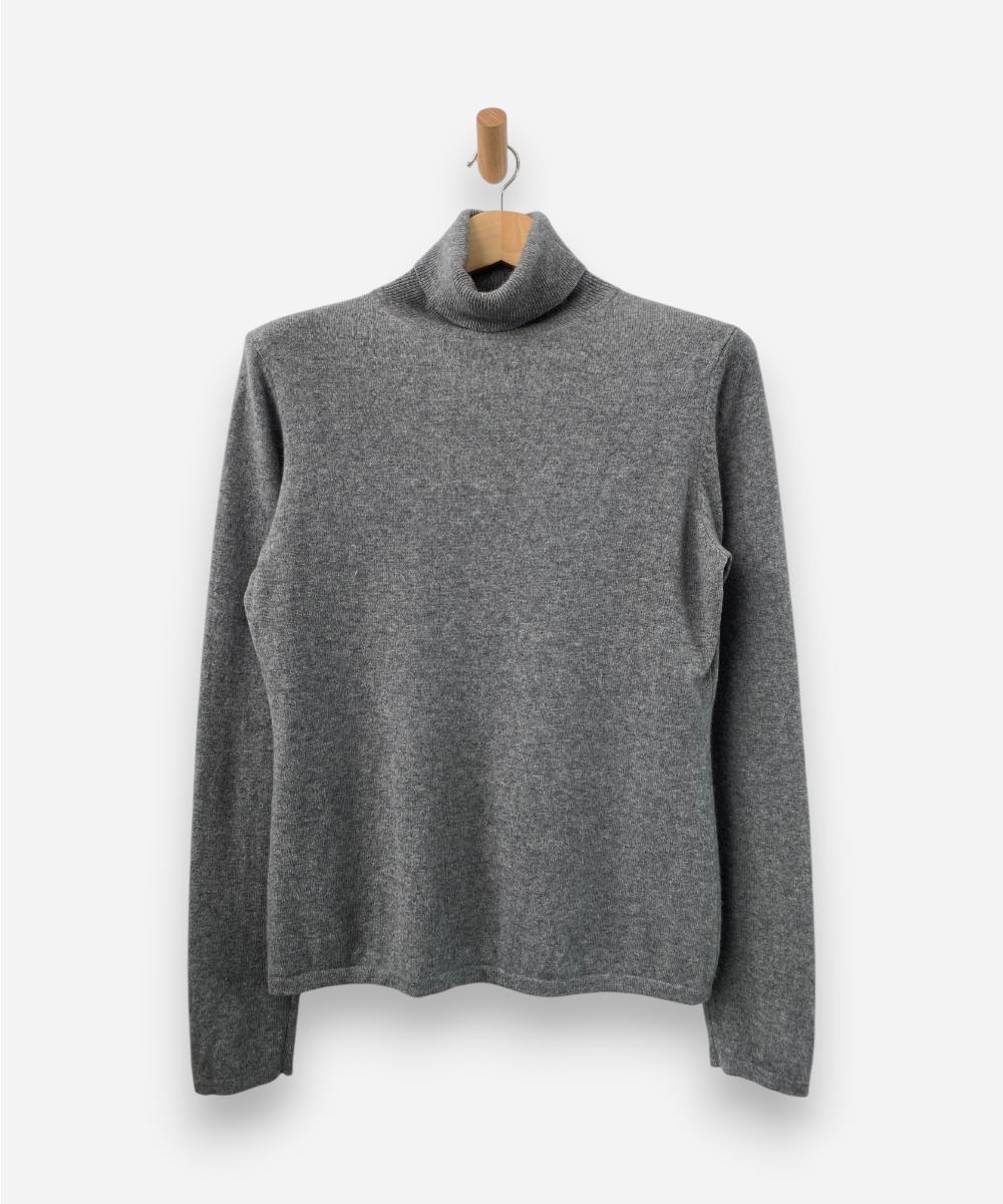 Grey Cashmere Roll Neck Jumper by Kirkland