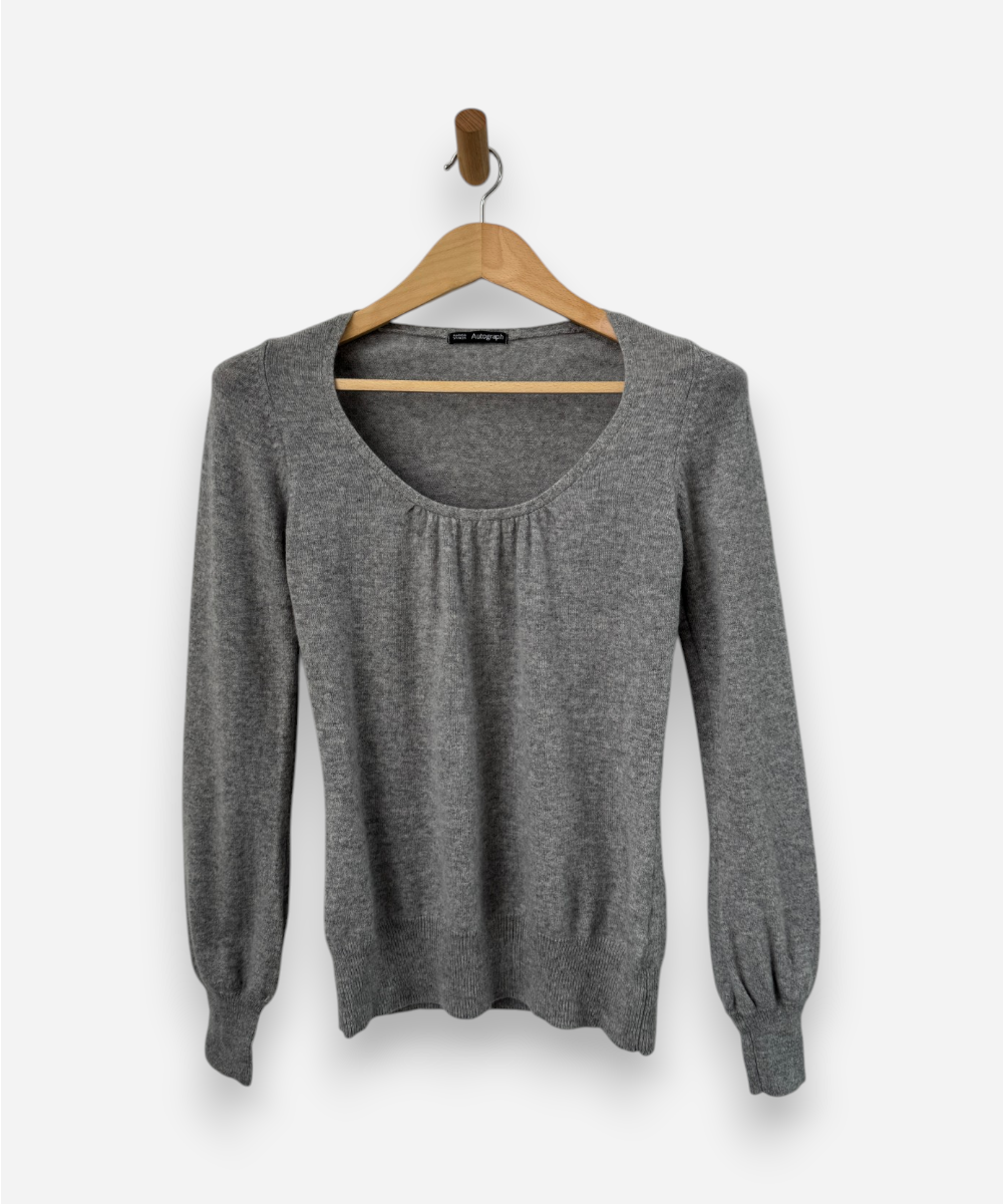 Grey Cashmere Round Neck Jumper