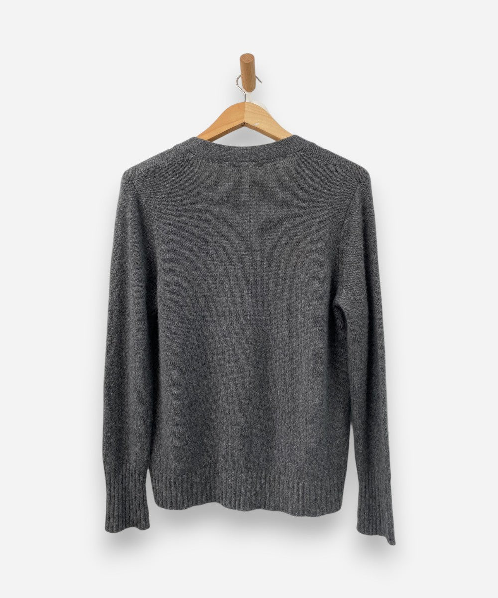 Grey Cashmere V Neck Medium Knit Cardigan by Daniel & Mayer