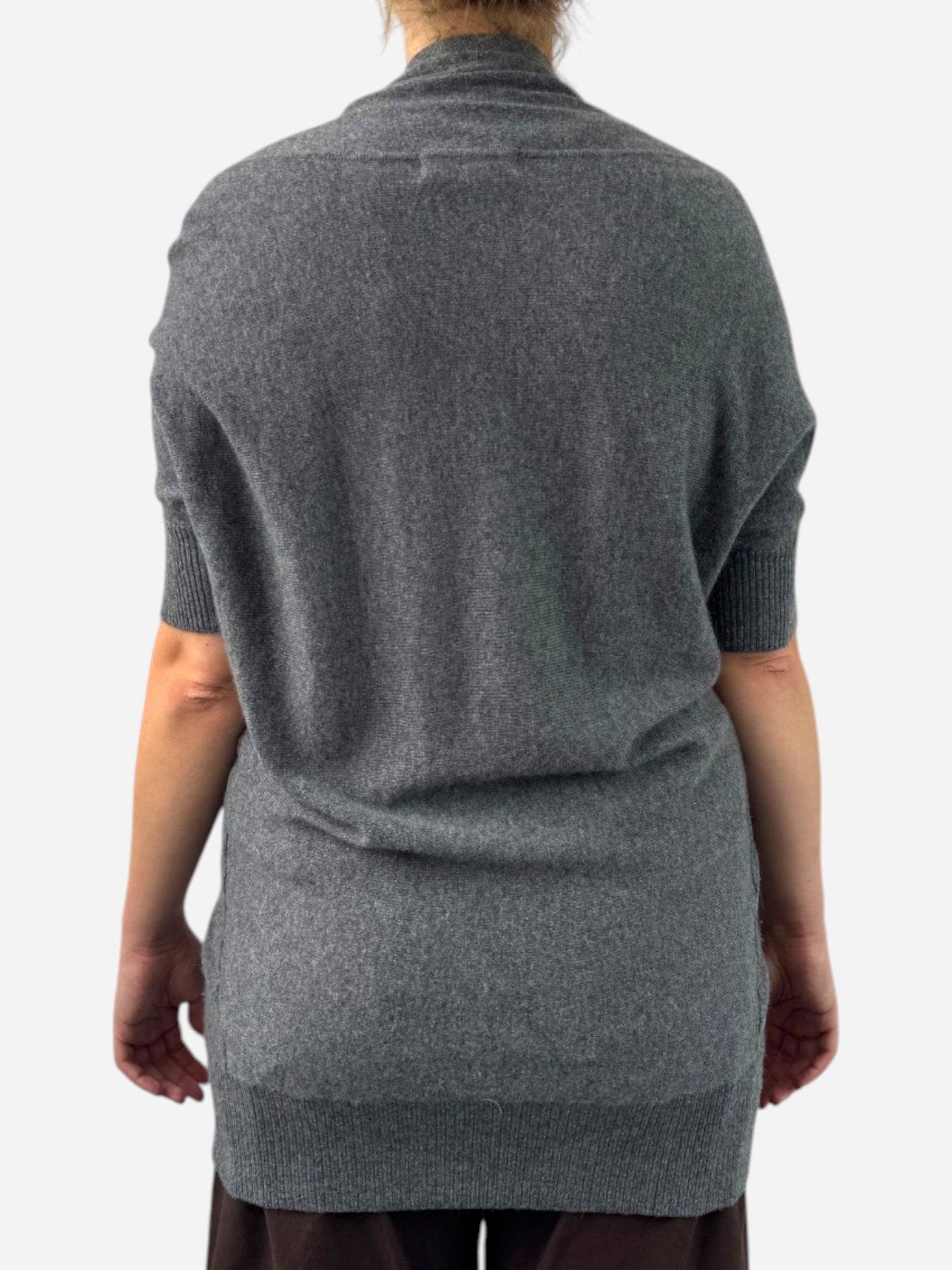 Grey Cashmere V Neck Oversized Cardigan