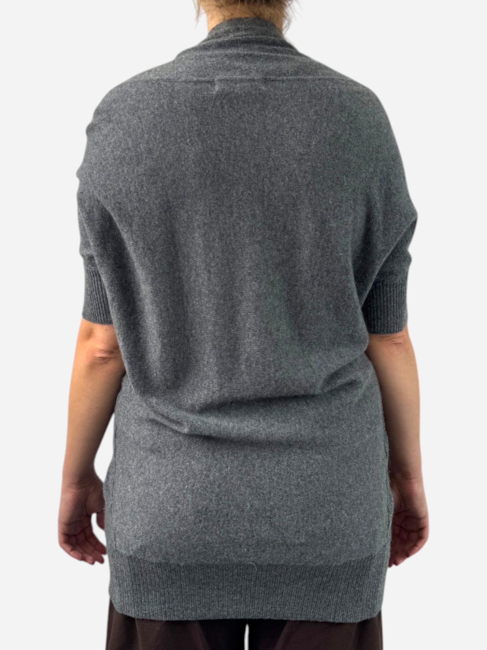 Grey Cashmere V Neck Oversized Cardigan