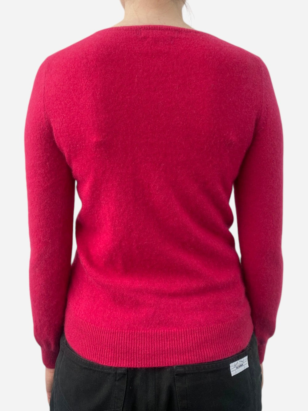 Hot Pink Cashmere Crew Neck Cardigan by Galeries Lafayette