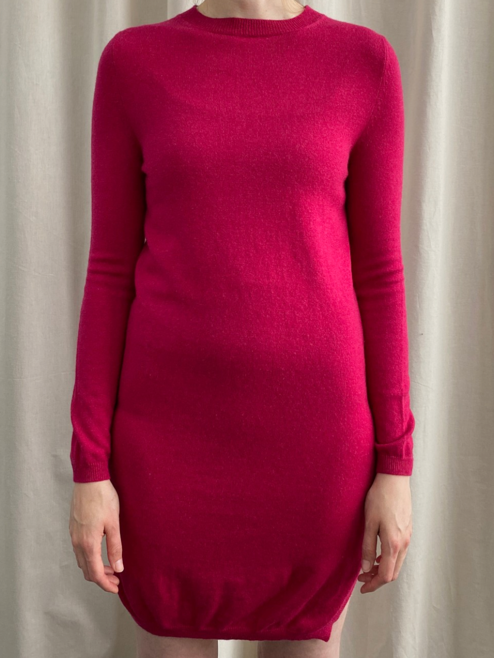 Hot Pink Cashmere Crew Neck Dress