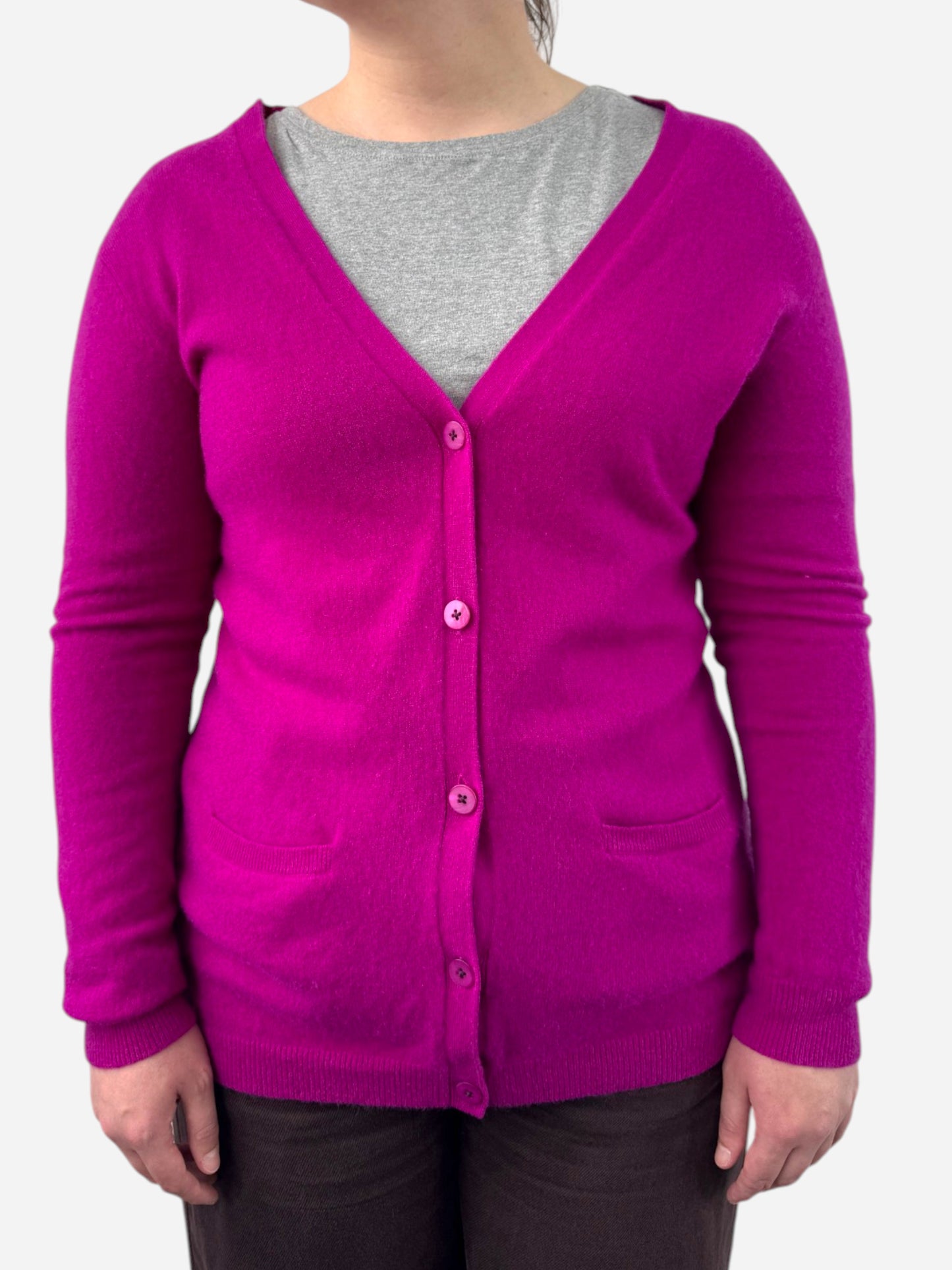 Fuchsia Pink Cashmere V Neck Cardigan by Hobbs