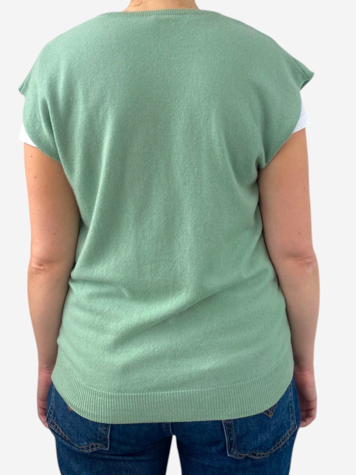 Upcycled Mint Cashmere Button Up Vest