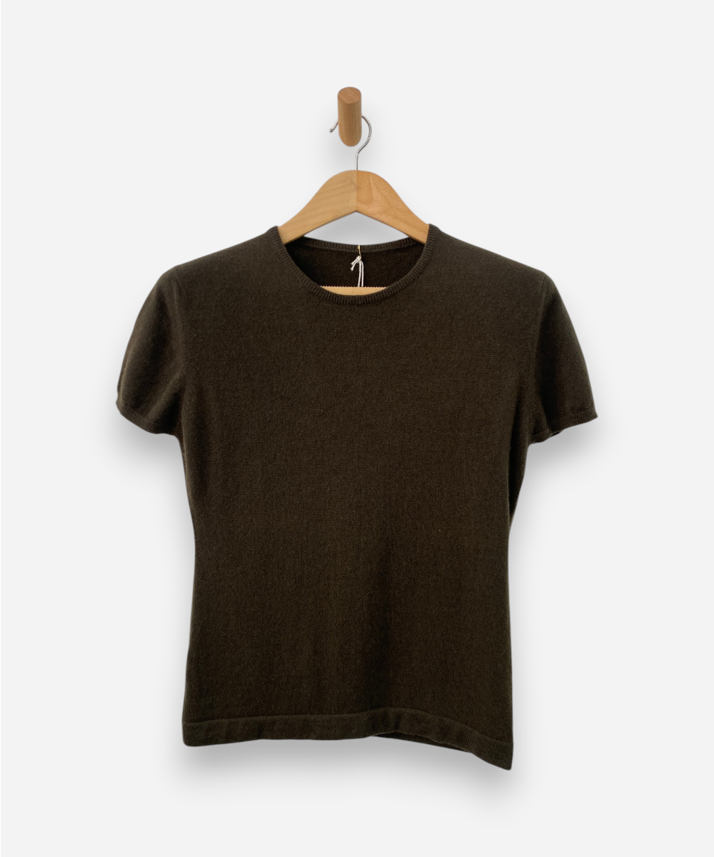 Khaki Cashmere Crew Neck Top