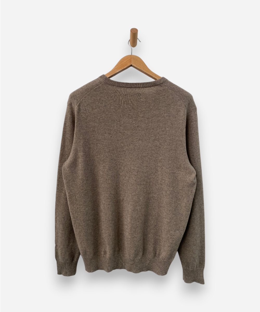 Light Brown Cashmere V Neck Jumper by Charles Tyrwhitt