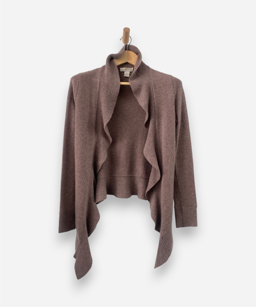 Light Brown Cashmere Waterfall Cardigan by Kenar