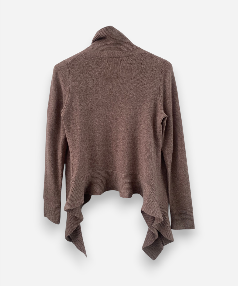 Light Brown Cashmere Waterfall Cardigan by Kenar