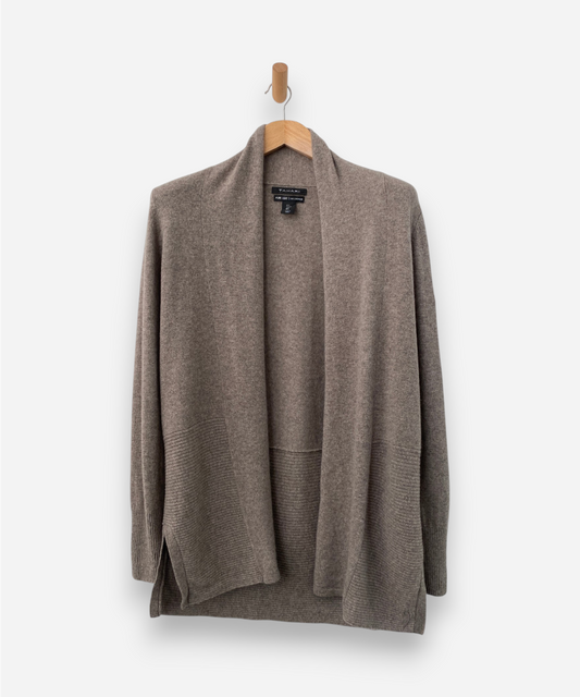 Light Brown Cashmere Waterfall Cardigan by Tahari