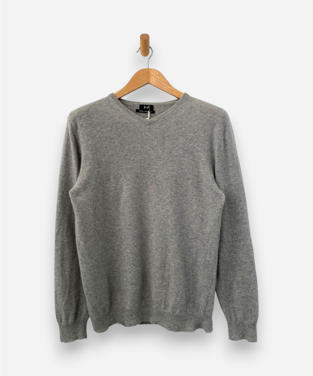 Light Grey Cashmere V Neck Jumper by F&F