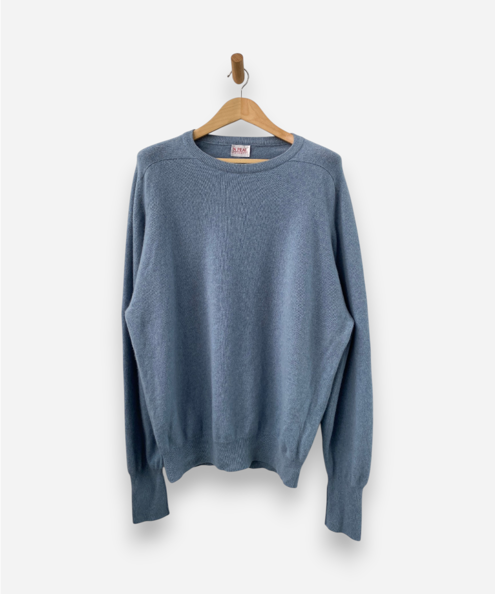 Light Blue Cashmere Round Neck Jumper by N.Peal