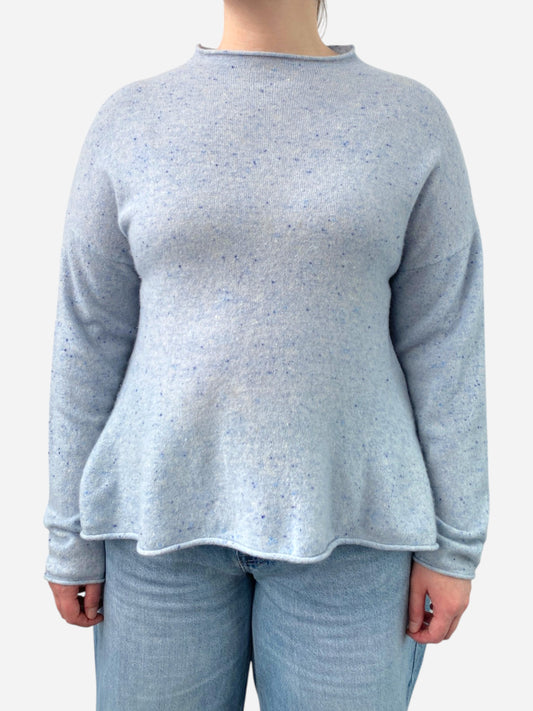 Light Blue Dappled Cashmere Mock Neck Jumper by Munrospun