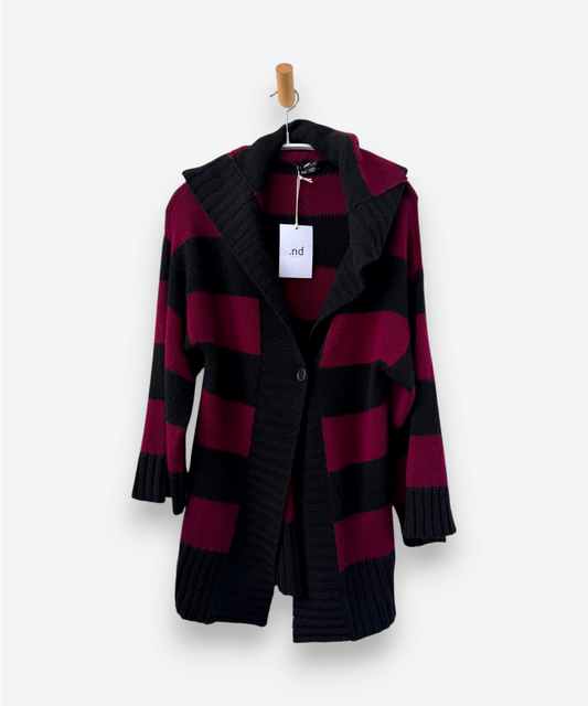 Multicoloured Cashmere Chunky Hoodie Striped Cardigan by Theory