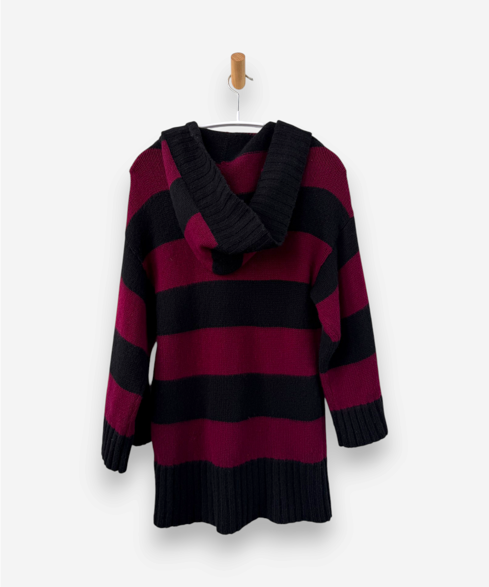 Multicoloured Cashmere Chunky Hoodie Striped Cardigan by Theory