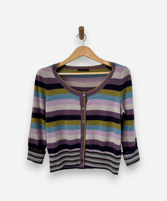 Multicoloured Cashmere Round Neck Cardigan