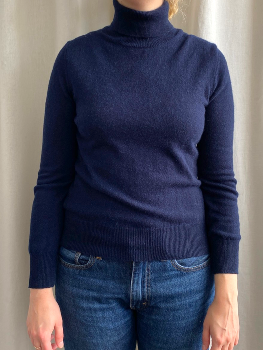 Navy Cashmere Roll Neck Jumper by M&S