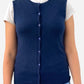 Navy Blue Cashmere Crew Neck Button Up Vest by Magasin