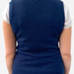 Navy Blue Cashmere Crew Neck Button Up Vest by Magasin