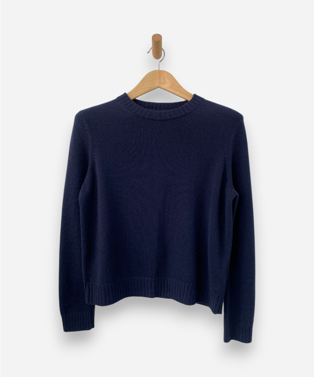 Navy Blue Cashmere Crew Neck Chunky Knit, Oversized Jumper by COS