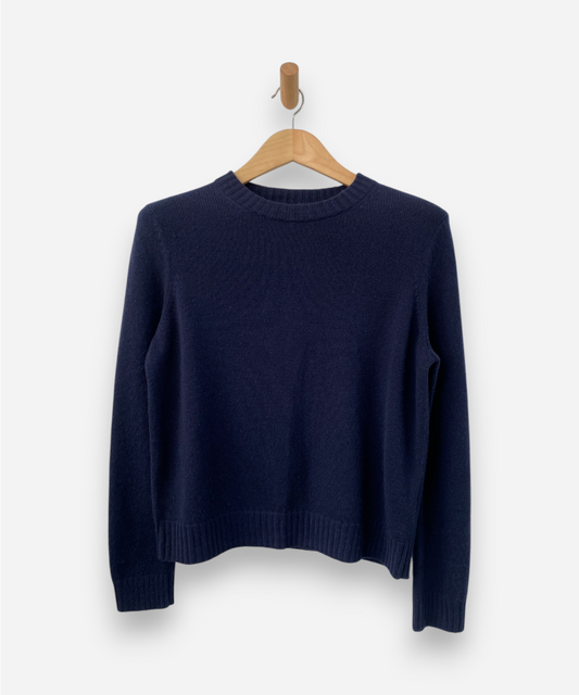 Navy Blue Cashmere Crew Neck Chunky Knit, Oversized Jumper