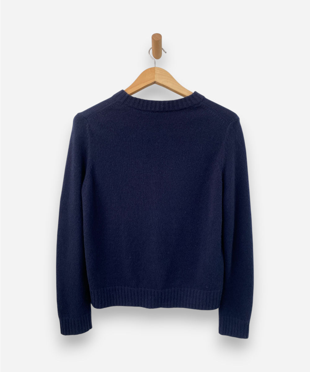 Navy Blue Cashmere Crew Neck Chunky Knit, Oversized Jumper by COS