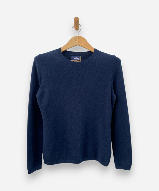 Navy Blue Cashmere Crew Neck Jumper 