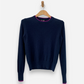 Navy Blue Cashmere Crew Neck Medium Knit Jumper by ME+EM