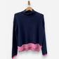 Navy Blue Cashmere Roll Neck Chunky Knit, Oversized Jumper by Alessandra