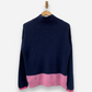 Navy Blue Cashmere Roll Neck Chunky Knit, Oversized Jumper by Alessandra